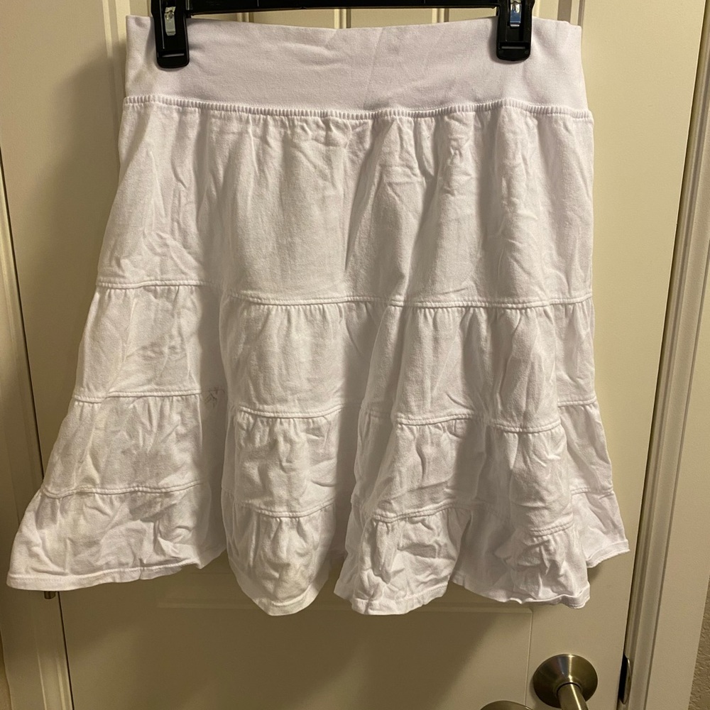 Fresh Produce L Skirt Ladies White Flare Knee Length Cotton Large Lg USA Made